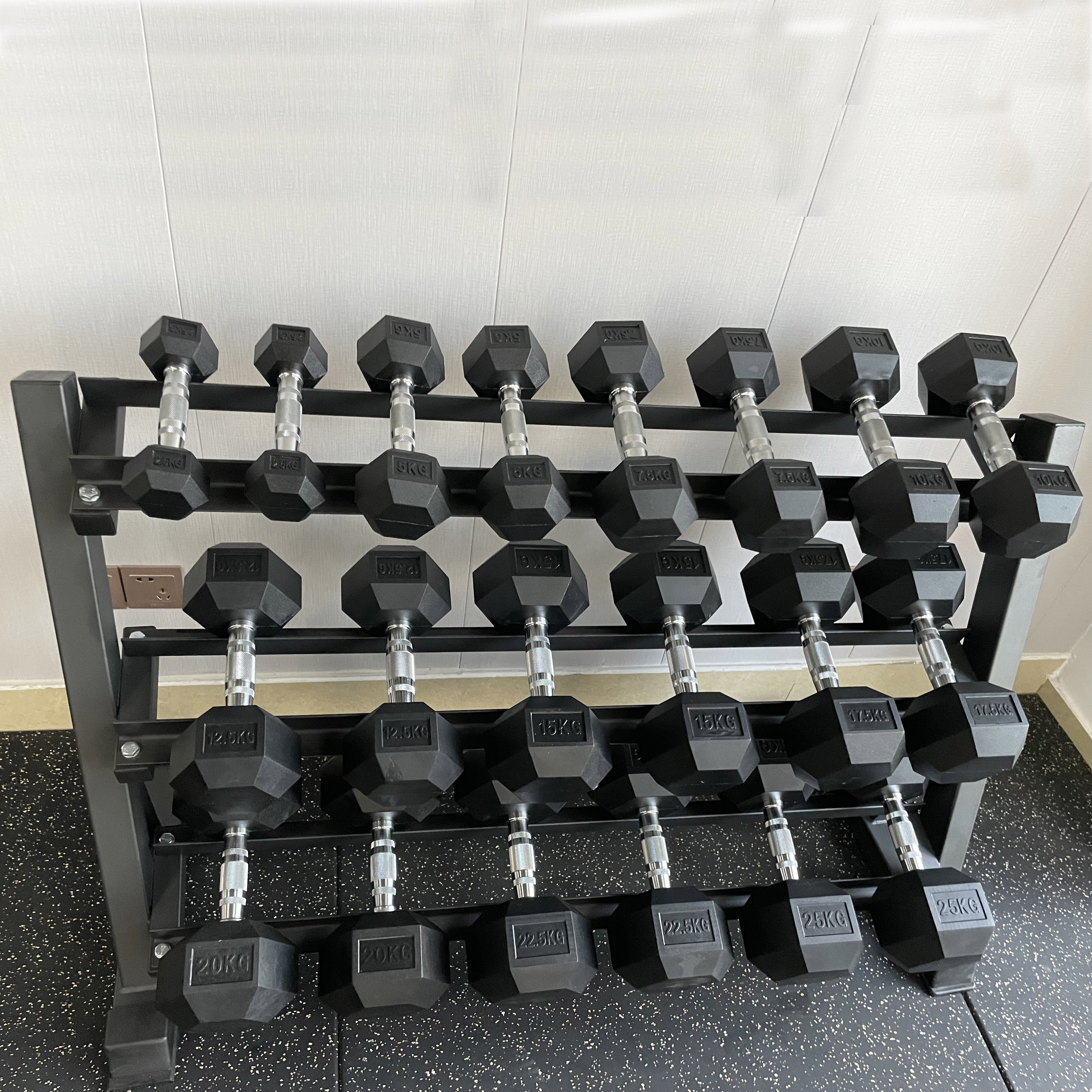 Dumbbell Manufacture Gym Equipment Rubber Hex Dumbells Weights Set kg Pound Hex Rubber Dumbbells