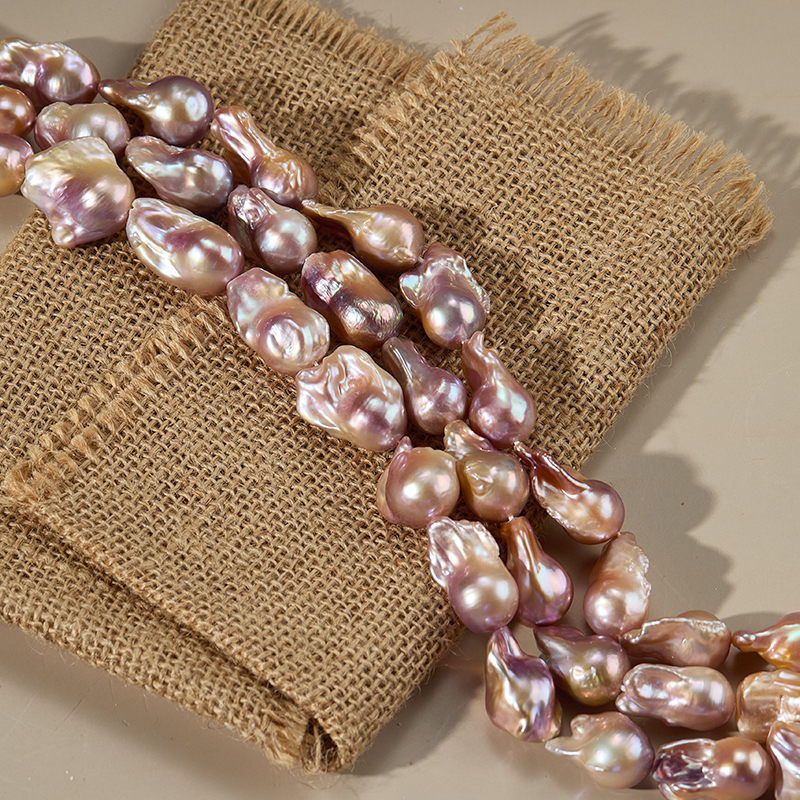 13-18mm Natural White Pink Purple Color Freshwater Pearl Baroque Strand Diy Jewelry Accessories
