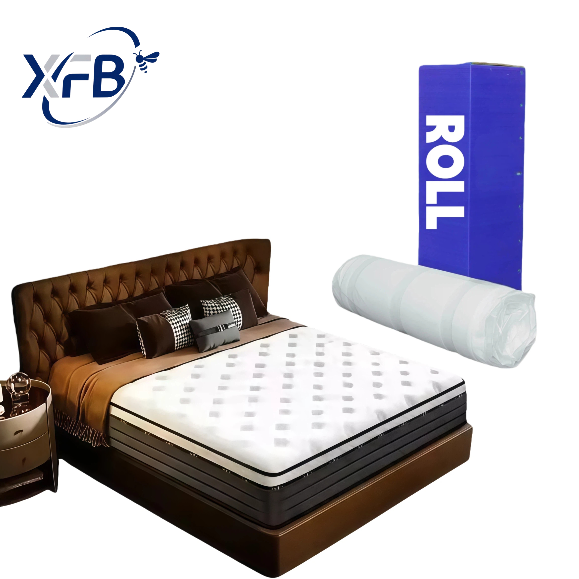 Queen Size Pocket Spring Mattress Memory Foam Luxury Hotel Home Roll Packed Anti-bacteria Antim-mite Breathable Cooling Material