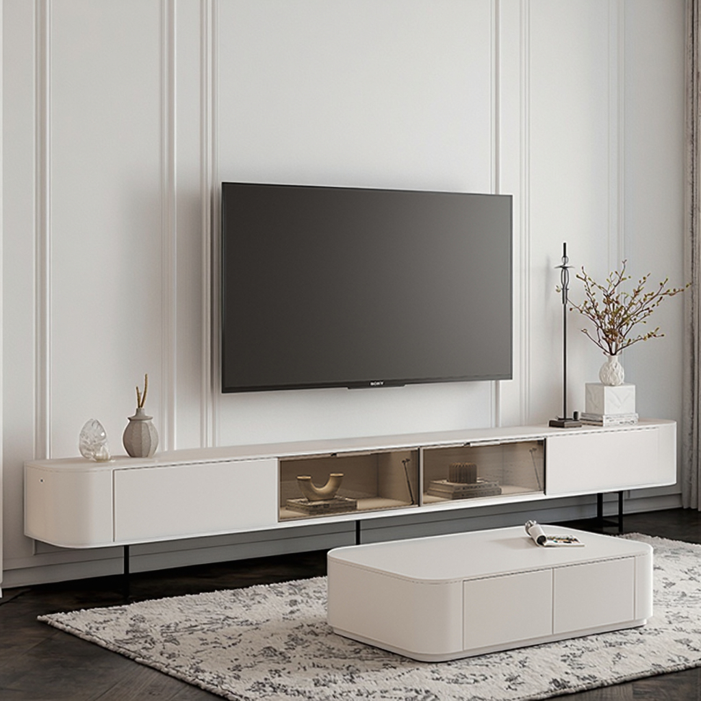 Modern Wooden Panel TV Stand Cabinet with Storage for Living Room Home Furniture