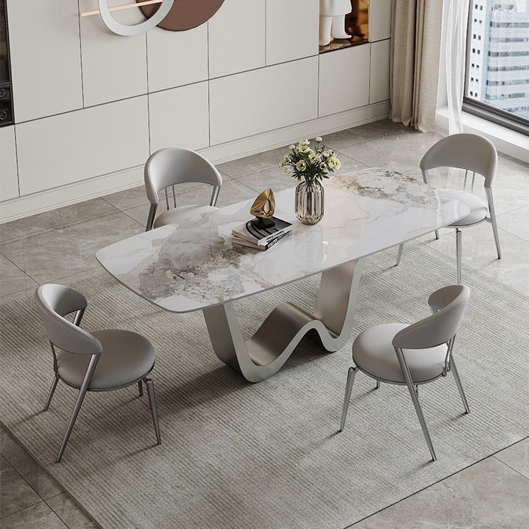 Wholesale Restaurant Set 1Table 4 Chairs Modern Luxury Dining Table Set Living Room Furniture Marble Tables  Metals Chairs