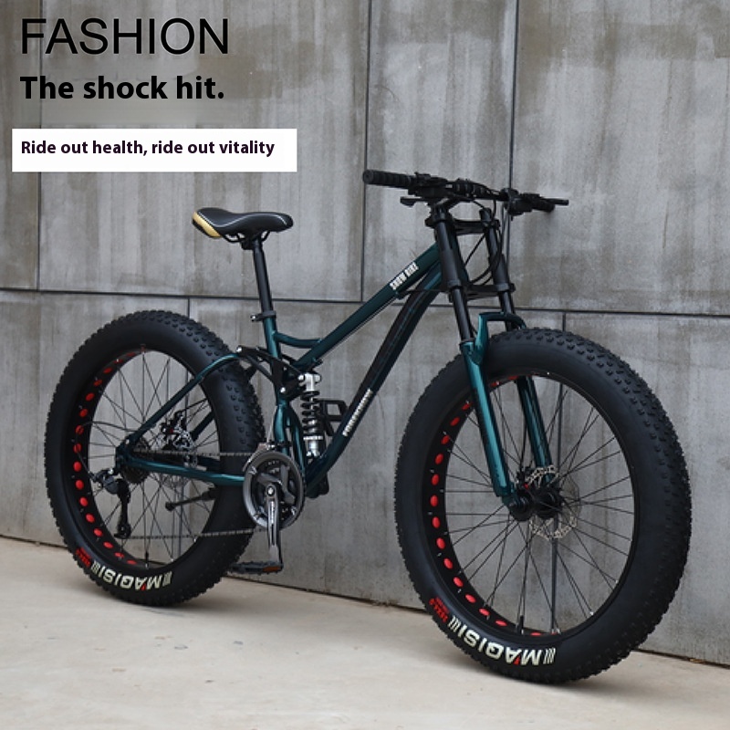 Super Wide 4.0 Large Tire Adult Student Bicycle Variable Speed Off-Road Beach Snow Mountain Bike 21 Speed Disc Shock Absorption