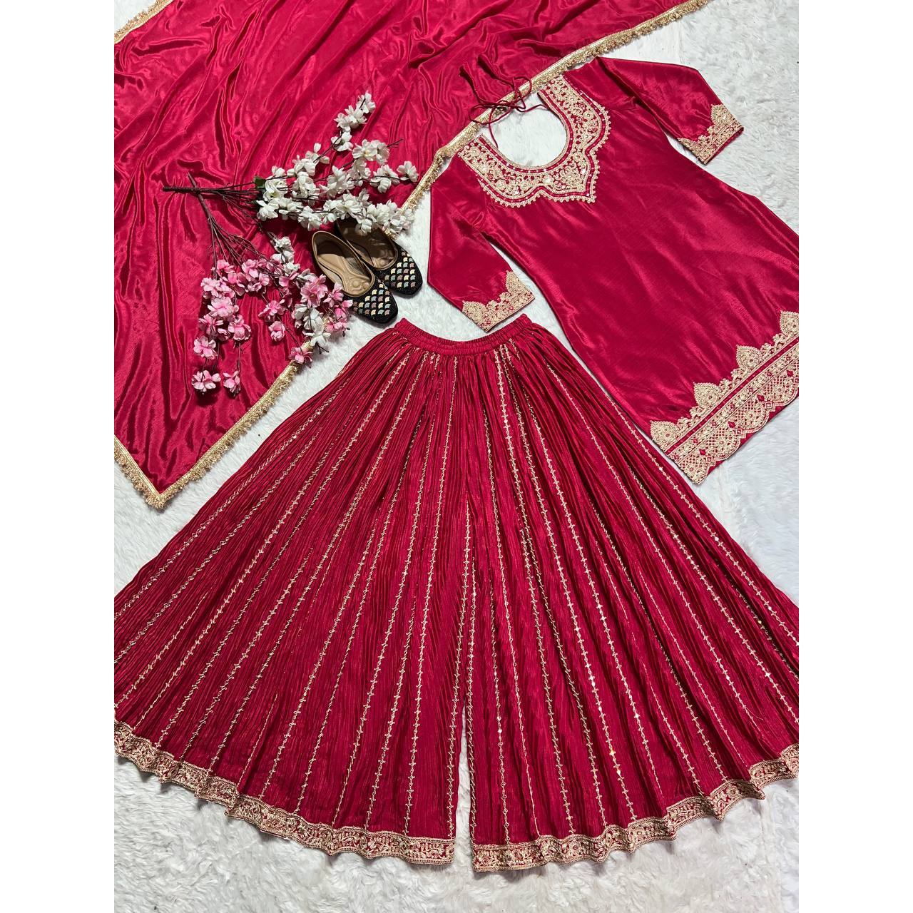 Women's Beautiful Embroidered Party Wear Suit Set with Sequence Work Coding