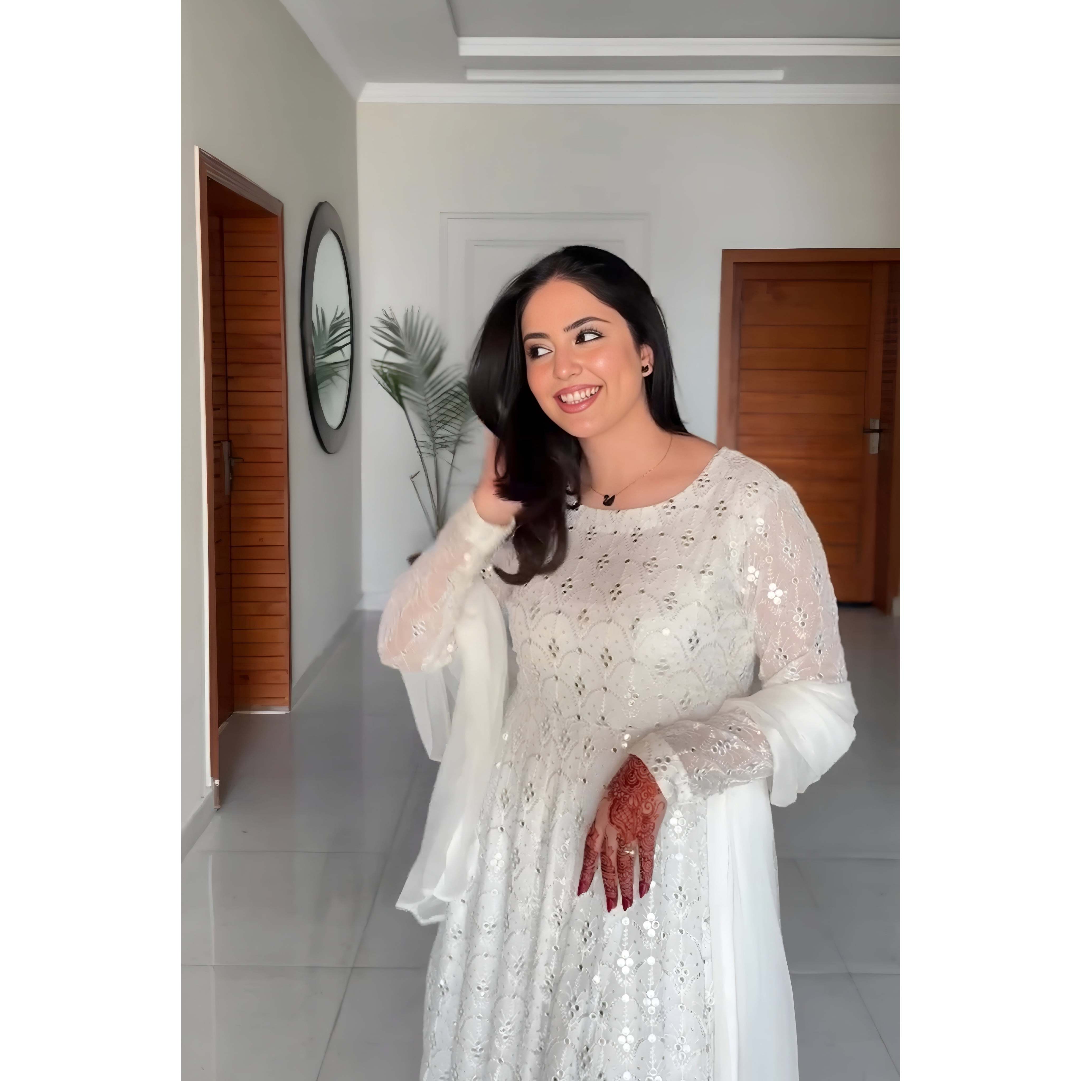 Designer Women's Anarkali Suit Set Elegant Party Wear with Thread Embroidered Work