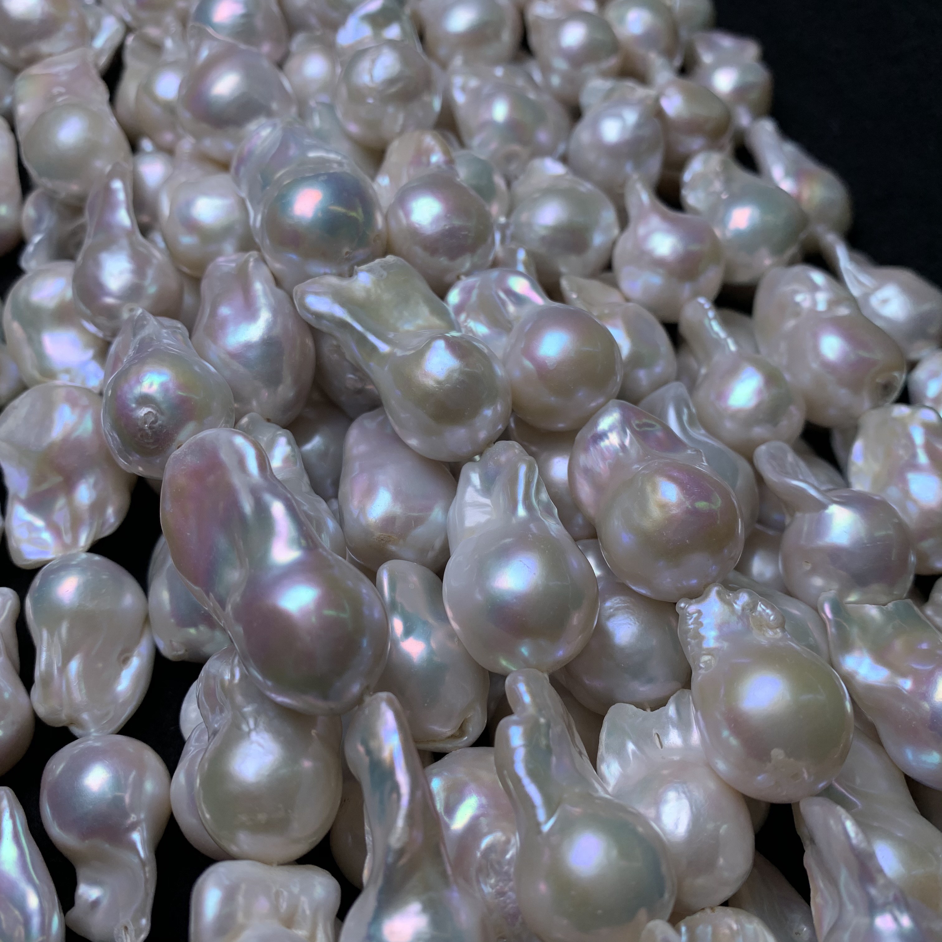 Big White 25-35mm Purple 30-45mm Top Quality Natural Freshwater Irregular Baroque Fireball Loose Pearls with Full Drilled Hole